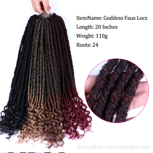 Best Price Faux Locs Crochet Braids 20 Inch Soft Natural Soft Synthetic Hair Extension 24 Stands/Pack Goddess Locks